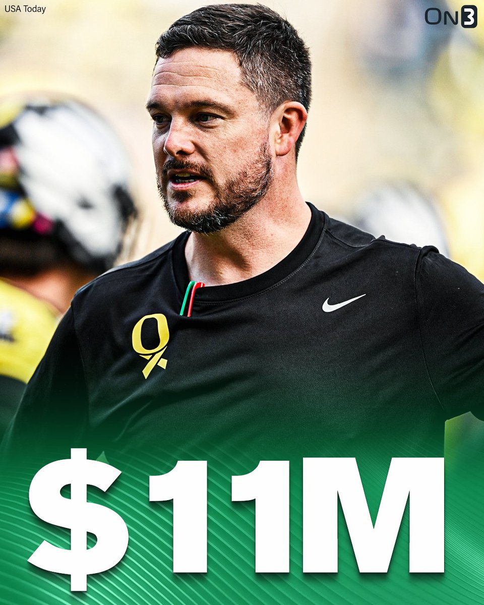 On3 (@on3sports) on Twitter photo BREAKING: Oregon and Dan Lanning have agreed to a 6-year contract averaging nearly $11M per year, <a href="/RossDellenger/">Ross Dellenger</a> reports💰
The new deal increases his annual pay by $2M and makes him a Top 5 paid head coach📈
on3.com/college/oregon… BREAKING: Oregon and Dan Lanning have agreed to a 6-year contract averaging nearly $11M per year, <a href="/RossDellenger/">Ross Dellenger</a> reports💰
The new deal increases his annual pay by $2M and makes him a Top 5 paid head coach📈
on3.com/college/oregon…