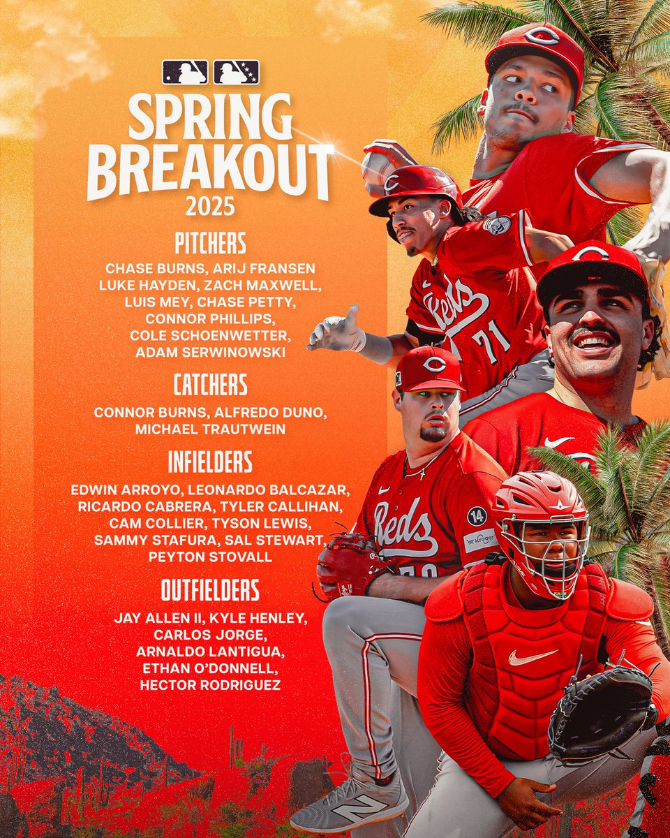 The 2025 Cincinnati Reds #SpringBreakout Roster❗️

27 Reds prospects will take the field against prospects from the Brewers on 3/16 ➡️ MLB.com/SpringBreakout