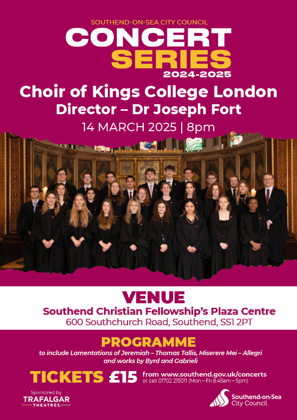 Visit Southend (@visitsouthend) on Twitter photo 🎶 CONCERT SERIES 🎶
<a href="/SouthendCityC/">Southend-on-Sea City Council</a> invite you to experience the Choir of King’s College, London 🎵 One of England's top university choirs, serenading audiences since the mid-1800s!
📌 SCF Plaza Centre
📅 Friday 14 March
🕗 8pm
More info 👇👇
visitsouthend.co.uk/concert-series… 🎶 CONCERT SERIES 🎶
<a href="/SouthendCityC/">Southend-on-Sea City Council</a> invite you to experience the Choir of King’s College, London 🎵 One of England's top university choirs, serenading audiences since the mid-1800s!
📌 SCF Plaza Centre
📅 Friday 14 March
🕗 8pm
More info 👇👇
visitsouthend.co.uk/concert-series…