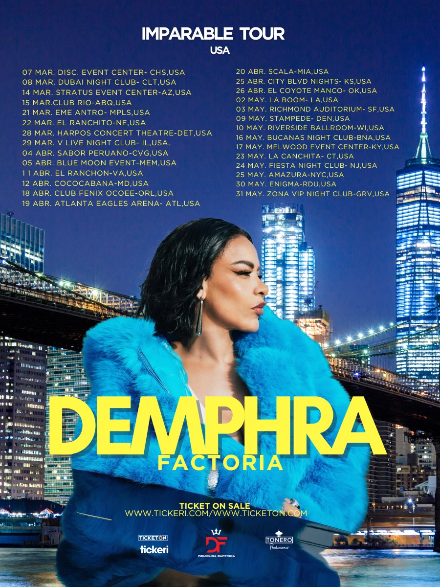 Inicia el Tour en USA 🇺🇸 

Ticket a la venta  🎟️ 

tickeri.com/artists/e39e3b…

ticketon.com/artists/la-fac…

#DemphraFactoria
#ImparableTour