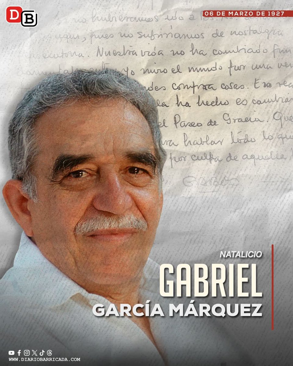 🌟📖Un día como hoy nació Gabriel García Márquez, el maestro del realismo mágico, cuya pluma transformó la literatura y la manera de contar historias. 
#GaboEterno #RealismoMágico
