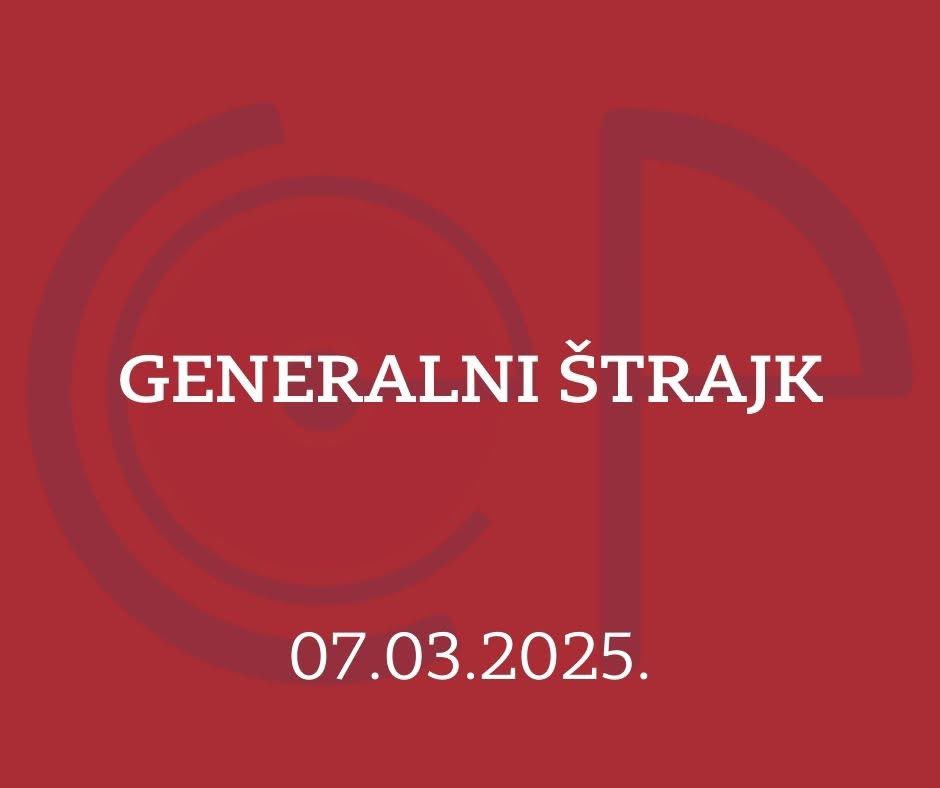 Obaveštenje 📢

U petak 7. marta naša kancelarija se ponovo pridružuje generalnom štrajku.