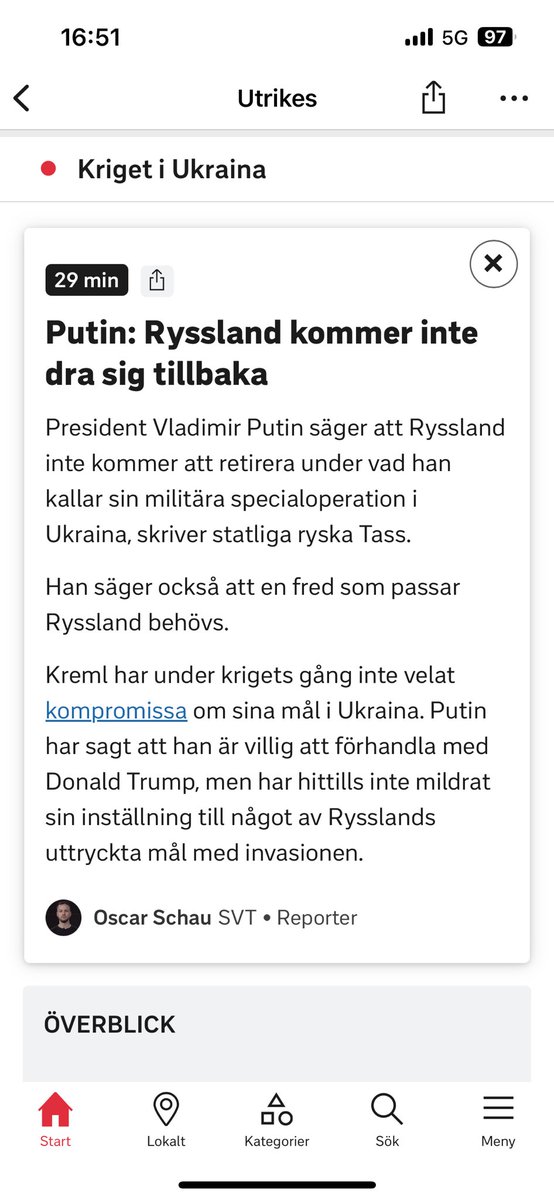Så om någon undrar varför det inte blir fred så har ni svaret här. Det är alltså inte Ukraina som ska lägga ner sina vapen - och därmed upphöra att existera - utan Ryssland som ska kapitulera och stå till svars för sin aggression.