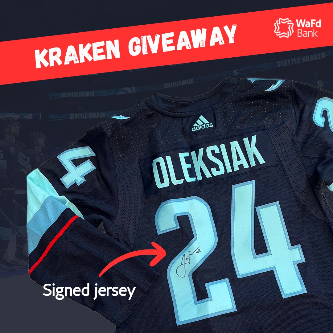 WaFd Bank (@wafdbank) on Twitter photo We’re giving <a href="/SeattleKraken/">Seattle Kraken</a> fans another shot at a Kraken Giveaway! Win a signed jersey from the “Big Rig” Jamie Oleksiak. To enter email giveaway@wafd.com and include your first and last name with the subject 2025 Kraken Jersey Giveaway. See contest rules for eligibility. We’re giving <a href="/SeattleKraken/">Seattle Kraken</a> fans another shot at a Kraken Giveaway! Win a signed jersey from the “Big Rig” Jamie Oleksiak. To enter email giveaway@wafd.com and include your first and last name with the subject 2025 Kraken Jersey Giveaway. See contest rules for eligibility.