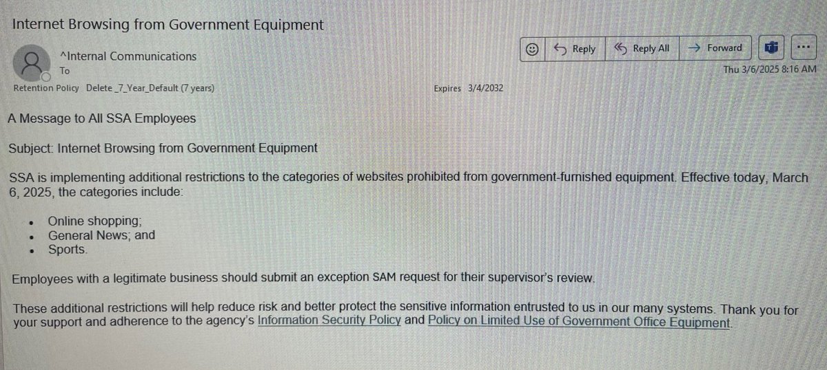 Justin Glawe (@justinglawe) on Twitter photo New and exclusive this morning at <a href="/RollingStone/">Rolling Stone</a> and <a href="/americandoom_/">@americandoom</a> : In an email I obtained this morning, Social Security employees have been told to stop reading the news. See the email and read the story, with <a href="/swin24/">Asawin Suebsaeng</a>.
rollingstone.com/politics/polit… New and exclusive this morning at <a href="/RollingStone/">Rolling Stone</a> and <a href="/americandoom_/">@americandoom</a> : In an email I obtained this morning, Social Security employees have been told to stop reading the news. See the email and read the story, with <a href="/swin24/">Asawin Suebsaeng</a>.
rollingstone.com/politics/polit…