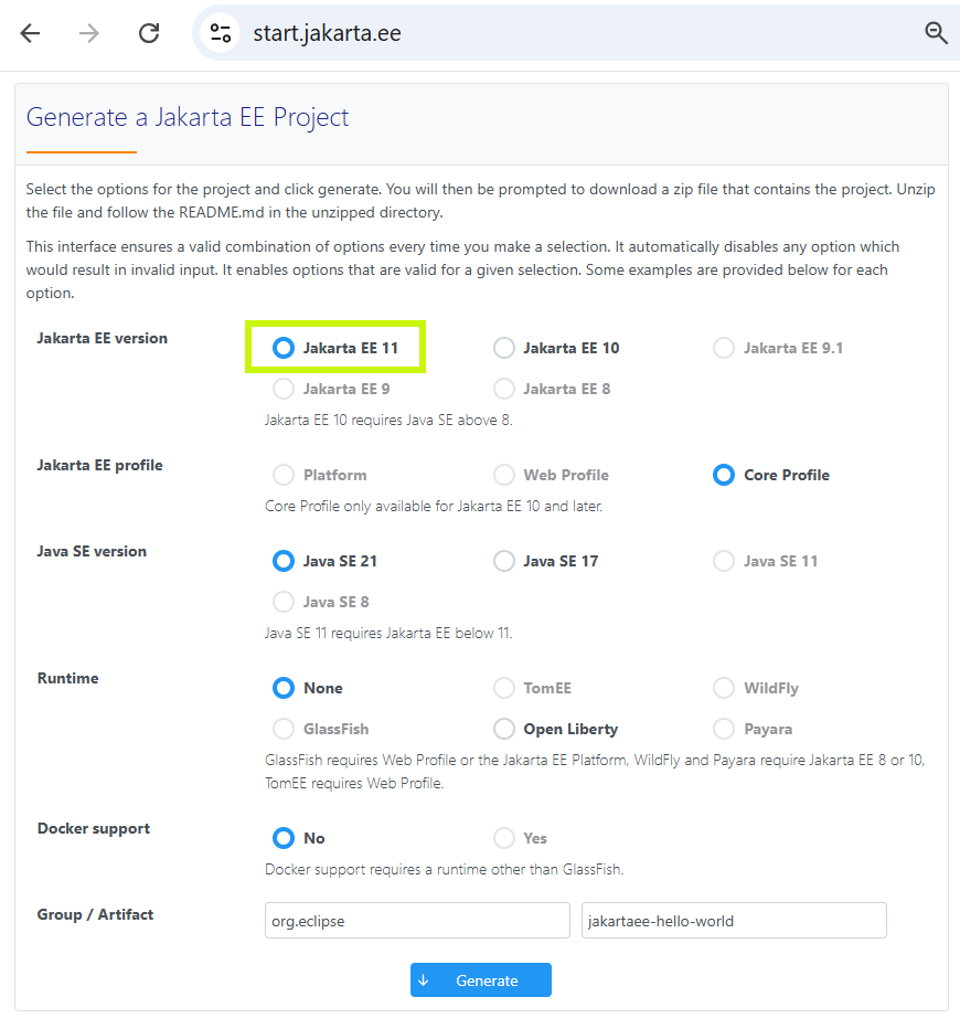 reza_rahman's tweet photo. We've now added initial Jakarta EE 11 support in the official Starter! Check it out. https://t.co/TFlnFTlUvT https://t.co/p6wKxykIal