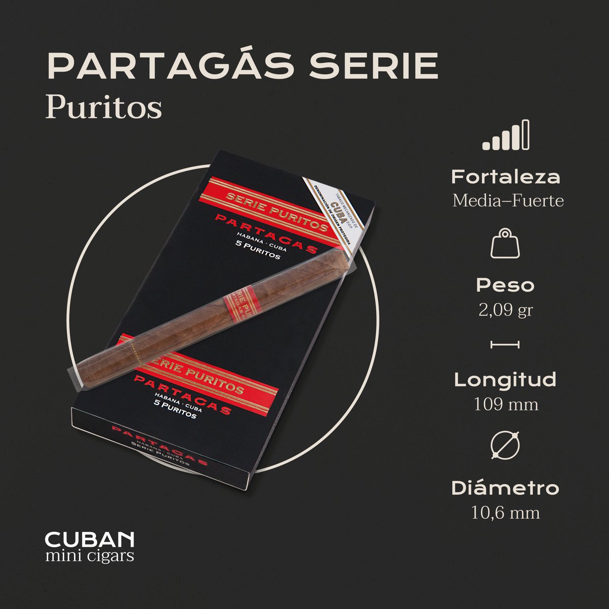En #Partagás Serie Puritos se refleja la personalidad que la línea Serie puede ofrecer 🔥. Una fortaleza que captura todo el carácter y un sabor intenso de la marca Partágas: ow.ly/3zKi50VbTTC 
#CubanMiniCigars
