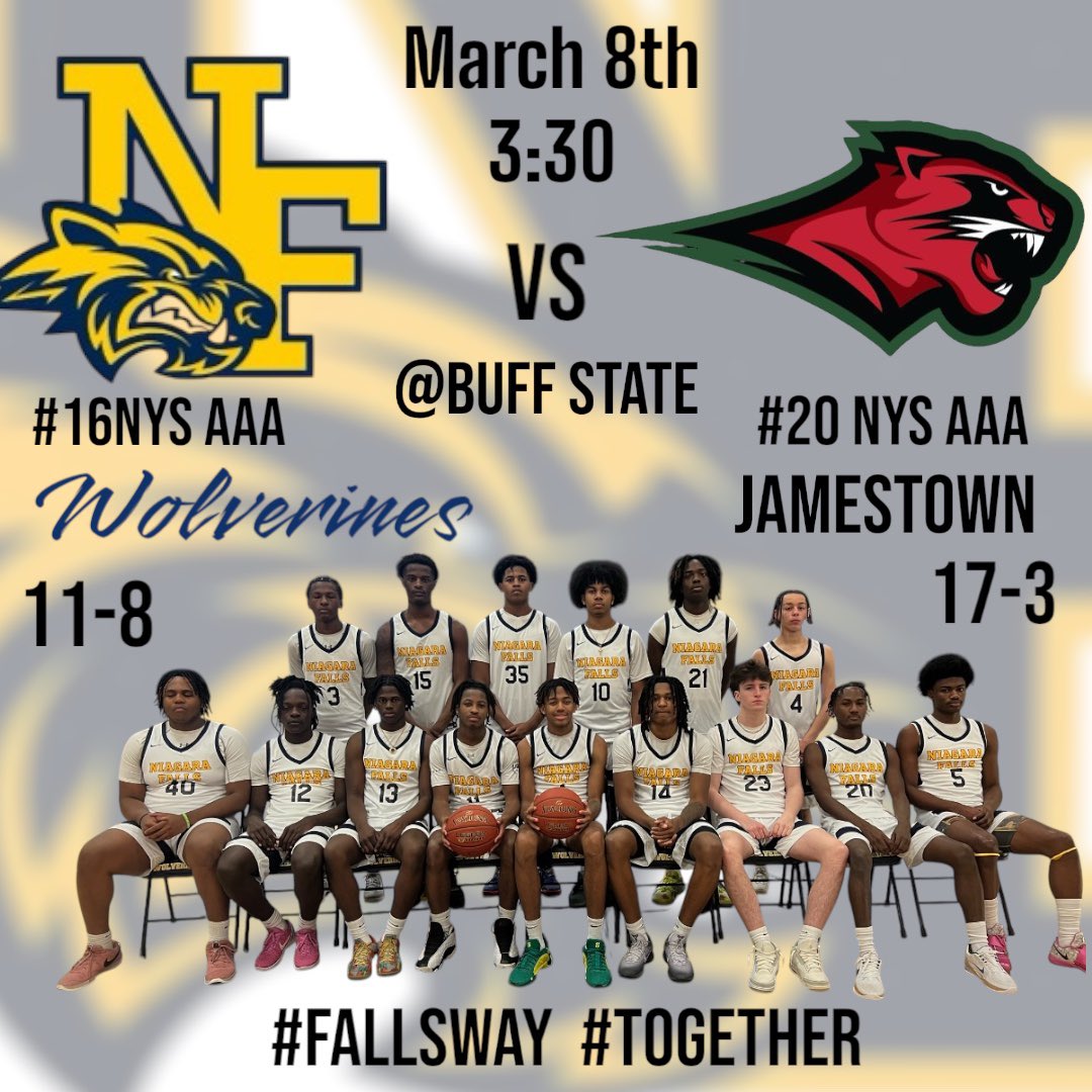 Section 6 Final against our longtime rival Jamestown, it’s always a battle when we meet up!!!  Those who really support us , we need you to come out and cheer the boys on as we aim for  another sectional title !!!!
#FALLSWAY