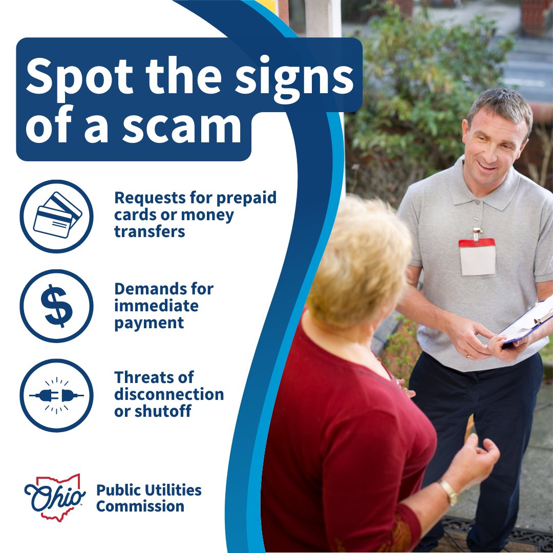PUCOhio's tweet photo. Each year, utility scams get harder and harder to spot. 😡

Scammers could ask for payment in gift cards, threaten you with disconnection or attempt to gain your personal account information. Stay vigilant!

#NCPW2025 #ConsumerProtection https://t.co/VbDrHjjNwL