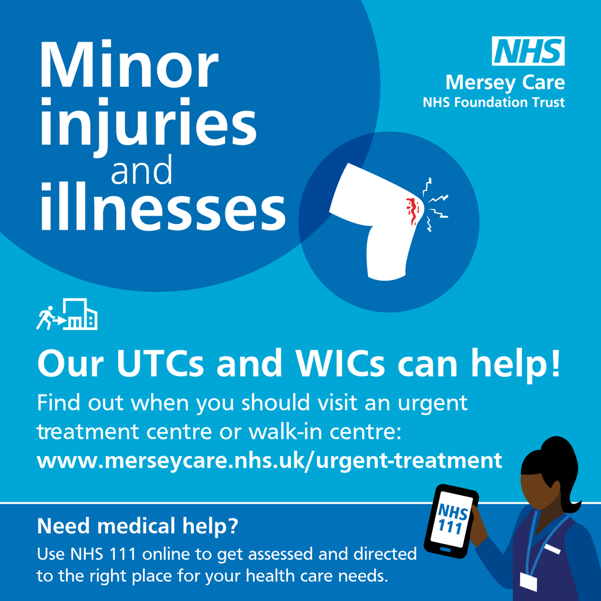 Mersey_Care's tweet photo. Need #NHSCare this weekend? our urgent treatment centres and walk-in centres in #Knowsley, #Liverpool, and #Sefton can help💙
For same day urgent care, visit #NHS111 online ⚠
https://t.co/R5QMfA3K2d
@NHSCandM @HW_Liverpool @DPH_MAshton @seftoncouncil @LiverpoolPH https://t.co/VbizvzGu9S