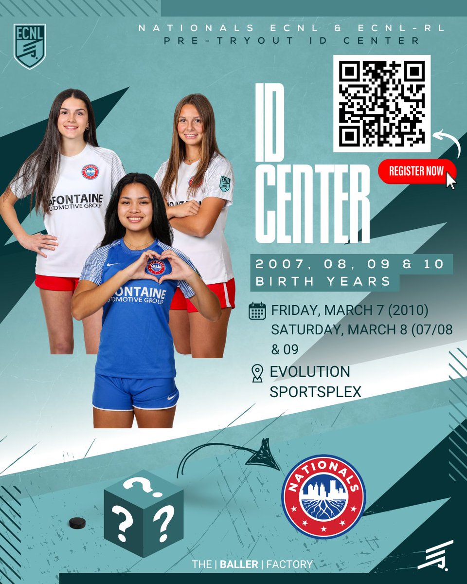 FRIDAY &amp; SATURDAY:
This is your opportunity to see if you might be a fit for our best-in-class Nationals ECNL &amp; ECNL-RL Program.

The <a href="/ECNLgirls/">ECNL Girls</a> is the country's best female platform. Come and see why <a href="/NationalsGA/">Nationals Girls Academy</a> is one of the best programs in the country (it was Ranked #3 by