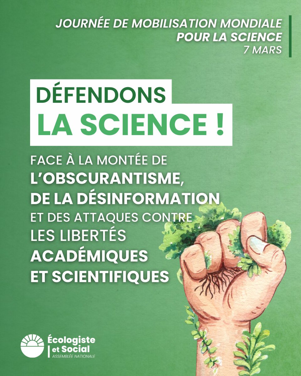Gpe_EcoloSocial's tweet image. Face à la montée de l'obscurantisme, de la désinformation et des attaques contre la science et l'université aux USA, mais aussi en Europe, mobilisons-nous !

✊ Ce 7 mars, rejoignez le mouvement #StandUpForScience et participez aux mobilisations prévues ⤵️
standupforscience.fr