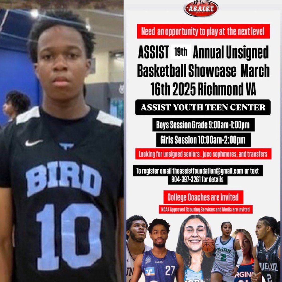 ASSIST2021 (@assist20212) on Twitter photo 6'3 combo <a href="/LC_Bird_Hoops/">LC Bird Basketball</a> <a href="/JohnUzo18/">John Uzochukwu</a> will be participating in the Assist 19th Annual Bring Your -A game Unsigned Senior Showcase March 16th 2025 Richmond Va #wlcfoundation #assist #unsigned <a href="/CoachQVA/">CoachQ</a> <a href="/NorfolkKnights/">Coach_Frank</a> 6'3 combo <a href="/LC_Bird_Hoops/">LC Bird Basketball</a> <a href="/JohnUzo18/">John Uzochukwu</a> will be participating in the Assist 19th Annual Bring Your -A game Unsigned Senior Showcase March 16th 2025 Richmond Va #wlcfoundation #assist #unsigned <a href="/CoachQVA/">CoachQ</a> <a href="/NorfolkKnights/">Coach_Frank</a>