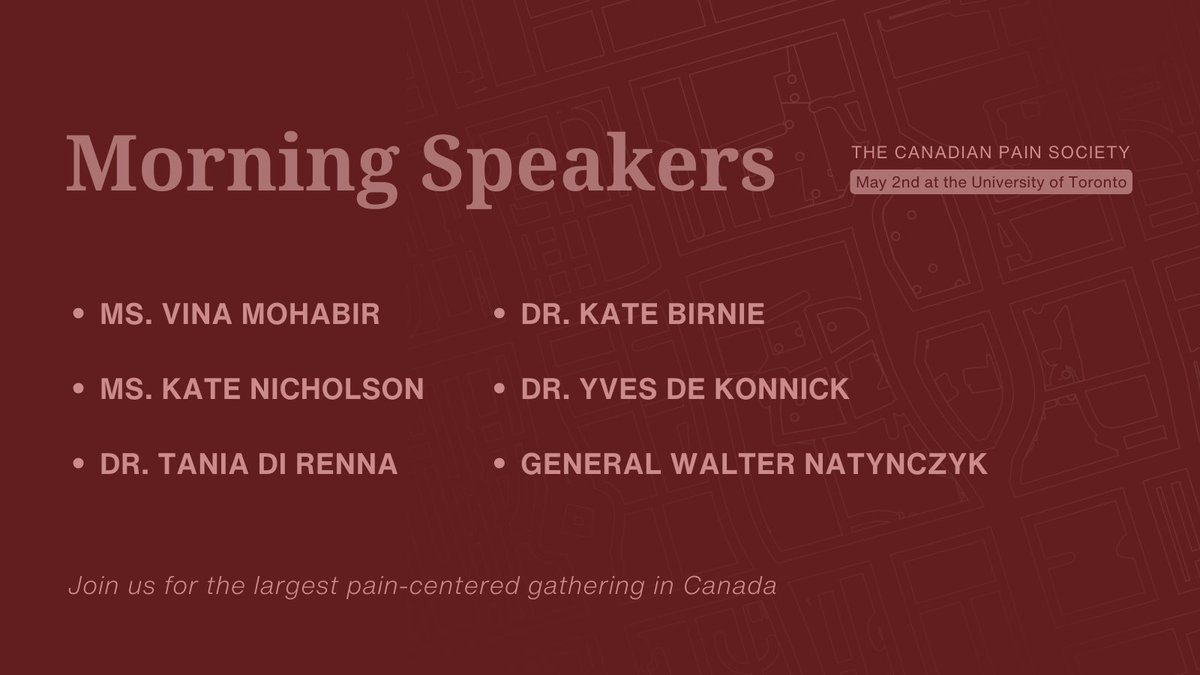 Join us for the largest pain-centered gathering in Canada on May 2nd at Convocation Hall.

🔗 Registration is now open at canadianpainsociety.ca/asm⁠

Annual Scientific Meeting
📍 May 1st-4th, 2025⁠
Victoria College at the University of Toronto, ON.⁠

#canadianpain25