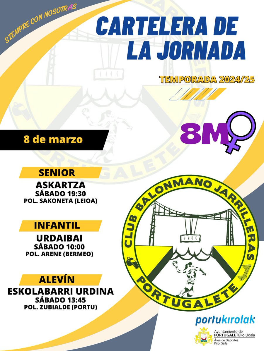 El Club Balonmano Femenino Jarrilleras de Portugalete os desea una preciosa jornada deportiva y festiva.

<a href="/fvbm/">fvbm/bef</a> 
<a href="/Askartza_bmano/">Askartza Eskubaloia</a> 
<a href="/UrdaibaiET/">Urdaibai Eskubaloi Taldea</a> 
<a href="/errotabarri1/">Errotabarri</a>