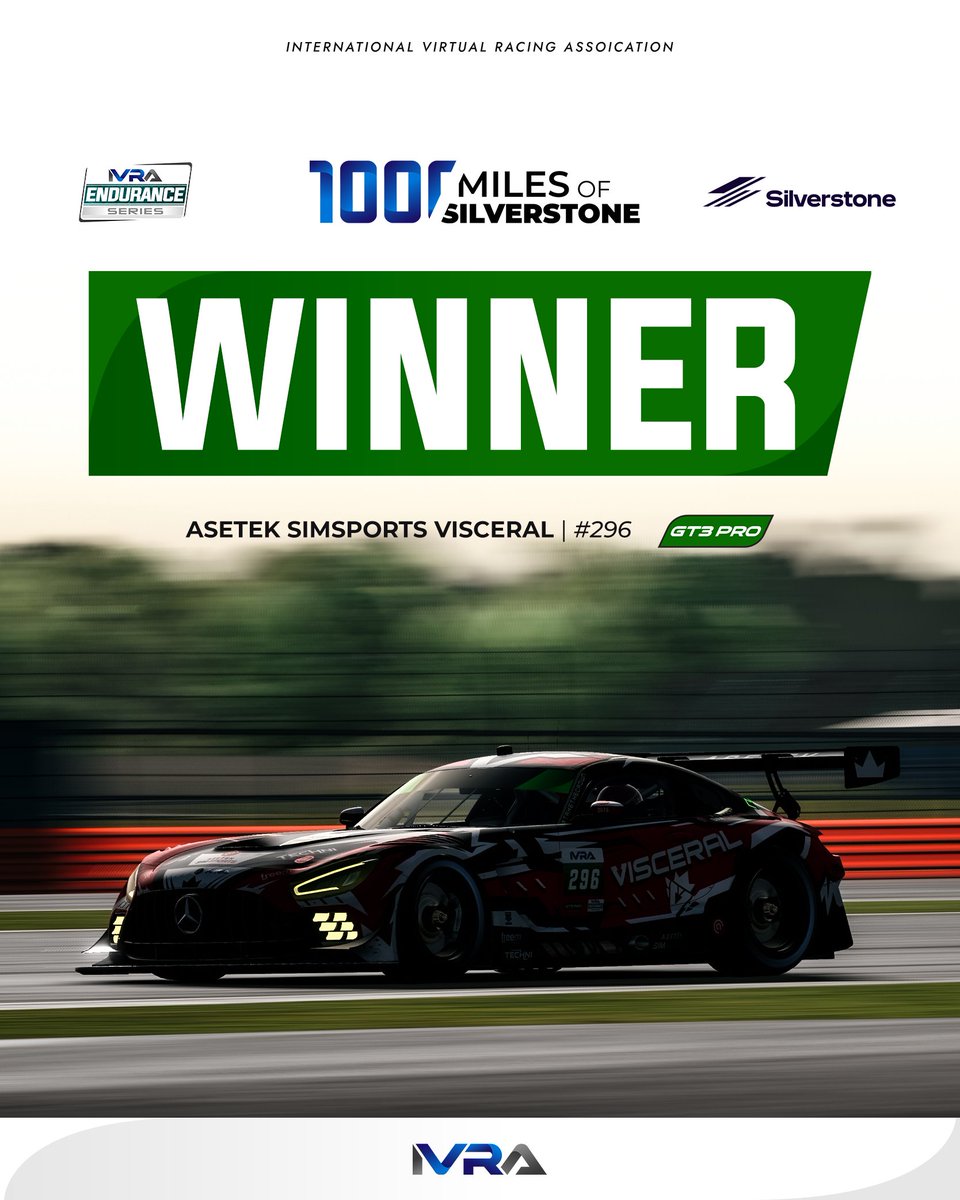 Asetek SimSports Visceral Wins the GT3 PRO class at the 1000 Miles of Silverstone! 🇬🇧🏆

#IVRA #ENDURANCE