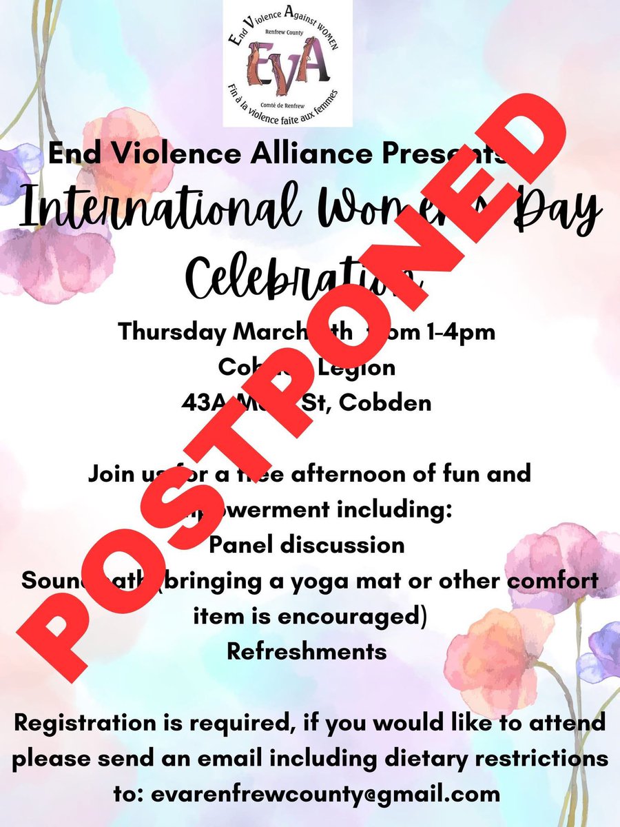 Please be advised that unfortunately our IWD event today is postponed due to the flash freeze warning! Stay tuned to our page for the rescheduled date!