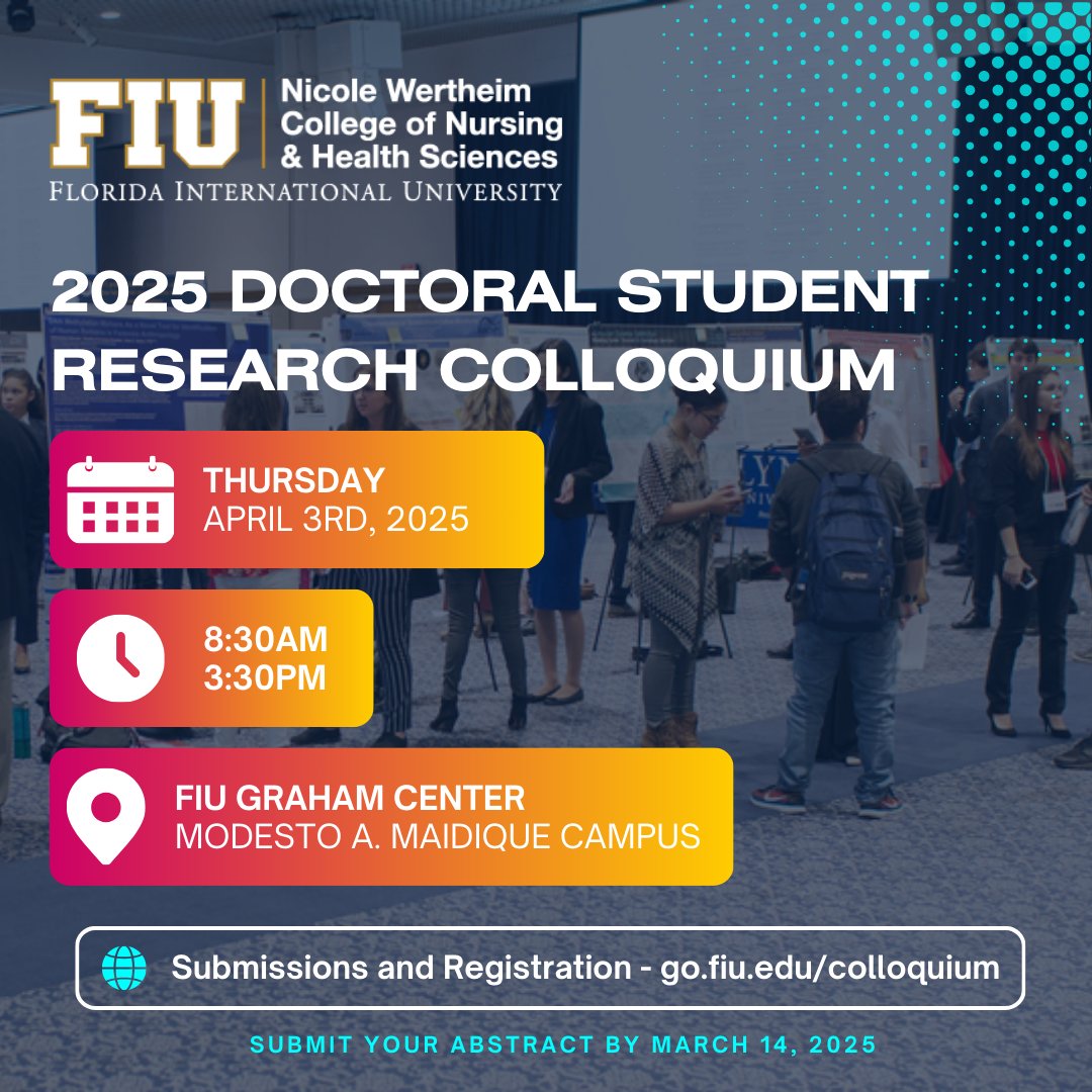 ❗UPDATE: Submission Deadline Extension❗

PhD students may submit their abstracts and register for the 2025 Doctoral Student Research Colloquium by the new deadline March 14th. Visit go.fiu.edu/colloquium to submit your abstract/register for the event!