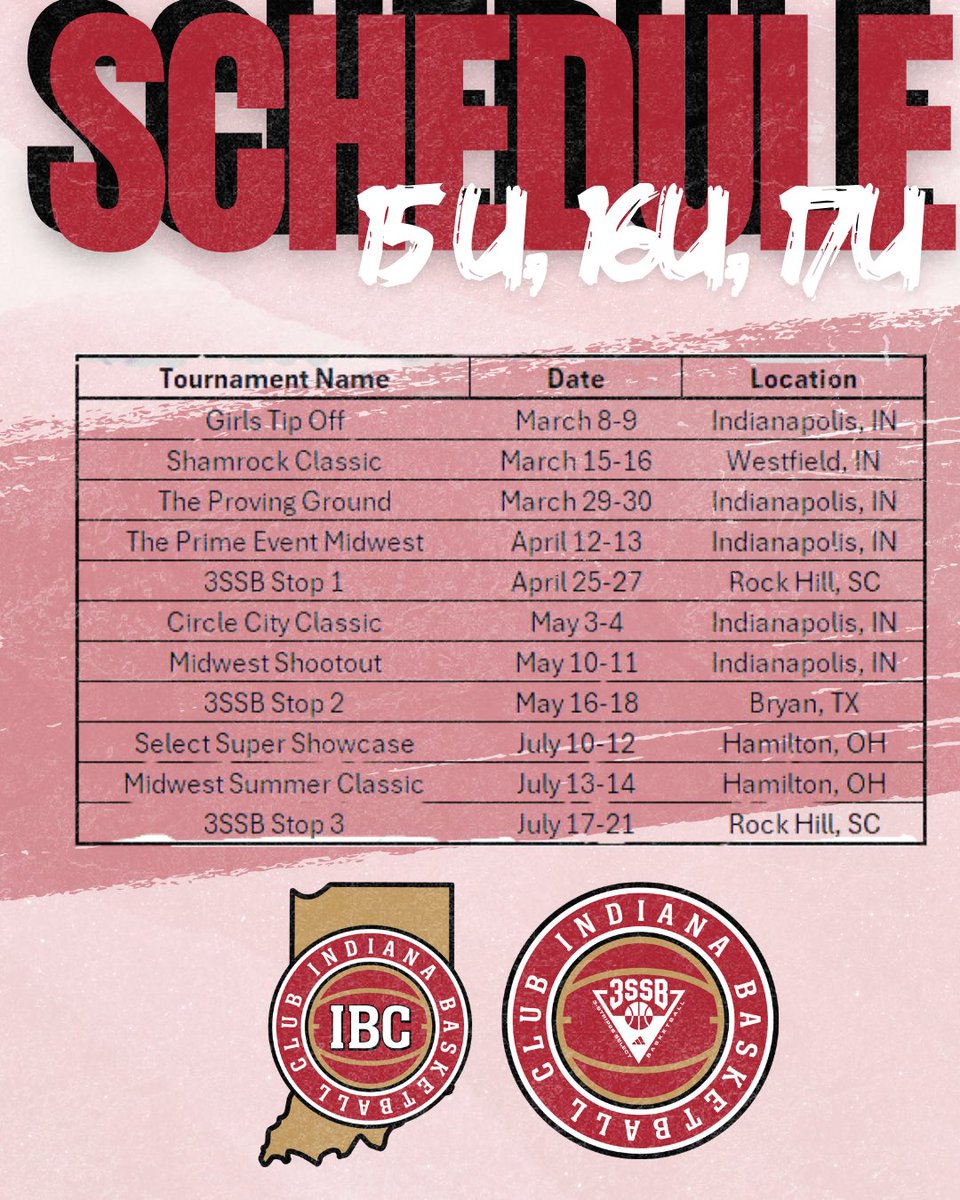 Indiana Basketball Club (@ibcwbb) on Twitter photo 🏀 3SSB SZN IS HERE! 🔥
Our 15U, 16U, and 17U squads are ready to hit the court! We’re kicking off the 2025 season this weekend with a talented group of ladies ready to compete at the highest level. 💪🏼🔥
<a href="/IBC15U3SSB/">Indiana Basketball Club 15U 3SSB</a> @IBCThunder @IBCPrime 🏀 3SSB SZN IS HERE! 🔥
Our 15U, 16U, and 17U squads are ready to hit the court! We’re kicking off the 2025 season this weekend with a talented group of ladies ready to compete at the highest level. 💪🏼🔥
<a href="/IBC15U3SSB/">Indiana Basketball Club 15U 3SSB</a> @IBCThunder @IBCPrime