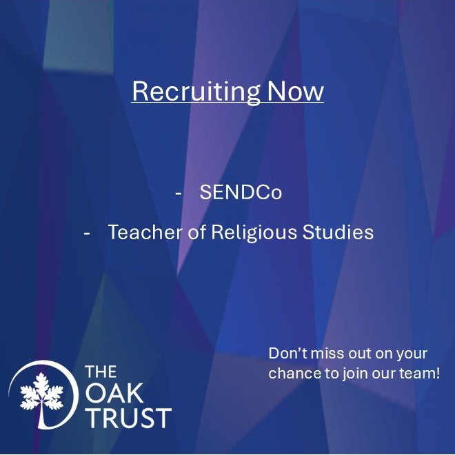 North Chadderton School are currently looking to appoint for the following vacancies

- SENDCo
- Teacher of Religious Studies

To find out more information, follow the link below,

lnkd.in/d66MdrHP
