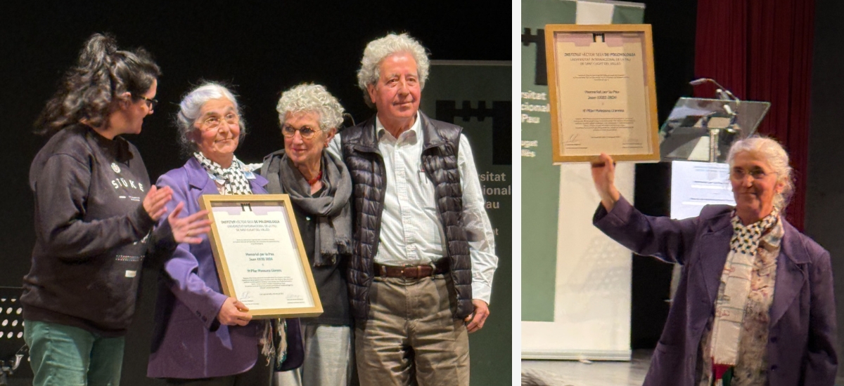 La col·legiada i membre de la Comissió de #Cooperació del #TSCAT, Pilar Massana Llorens, ha estat guardonada amb el premi Memorial per la Pau Joan XXIII que entrega la Universitat de la Pau, pel seu compromís incansable amb el "No a la guerra" i la seva trajectòria de més de 40