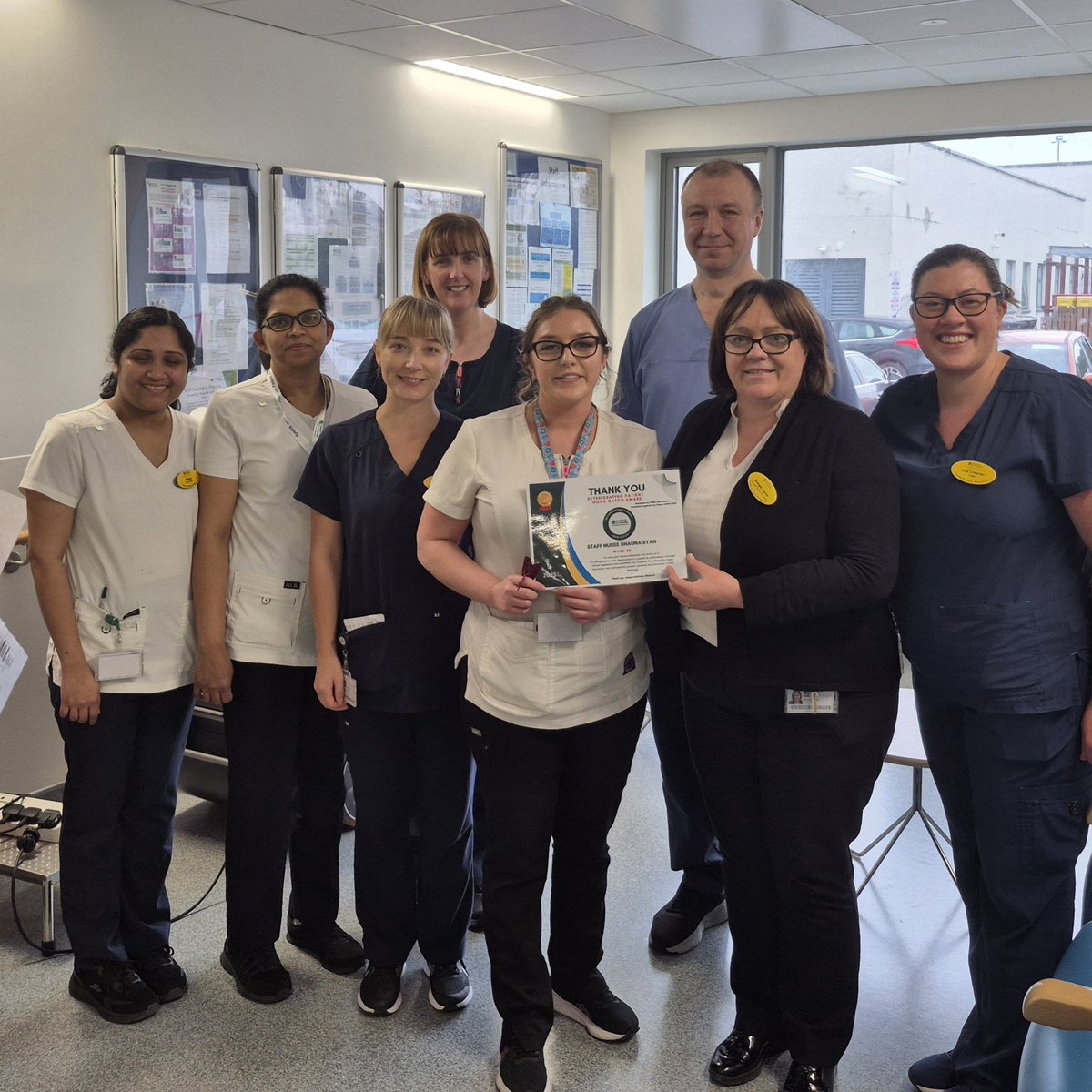 Bridget Hoctor (@bridget_hoctor) on Twitter photo Congrats to SN Shaun Ryan, recipient of the "Good Catch" - Detiorating patient" award.
Shaun recognised the decoration of a patient thorough clinical assessment and escalated her concerns. This allowed for timely intervention and optimised the patient's outcome.<a href="/YvonneCYoung/">Yvonne Young 🌈</a> Congrats to SN Shaun Ryan, recipient of the "Good Catch" - Detiorating patient" award.
Shaun recognised the decoration of a patient thorough clinical assessment and escalated her concerns. This allowed for timely intervention and optimised the patient's outcome.<a href="/YvonneCYoung/">Yvonne Young 🌈</a>