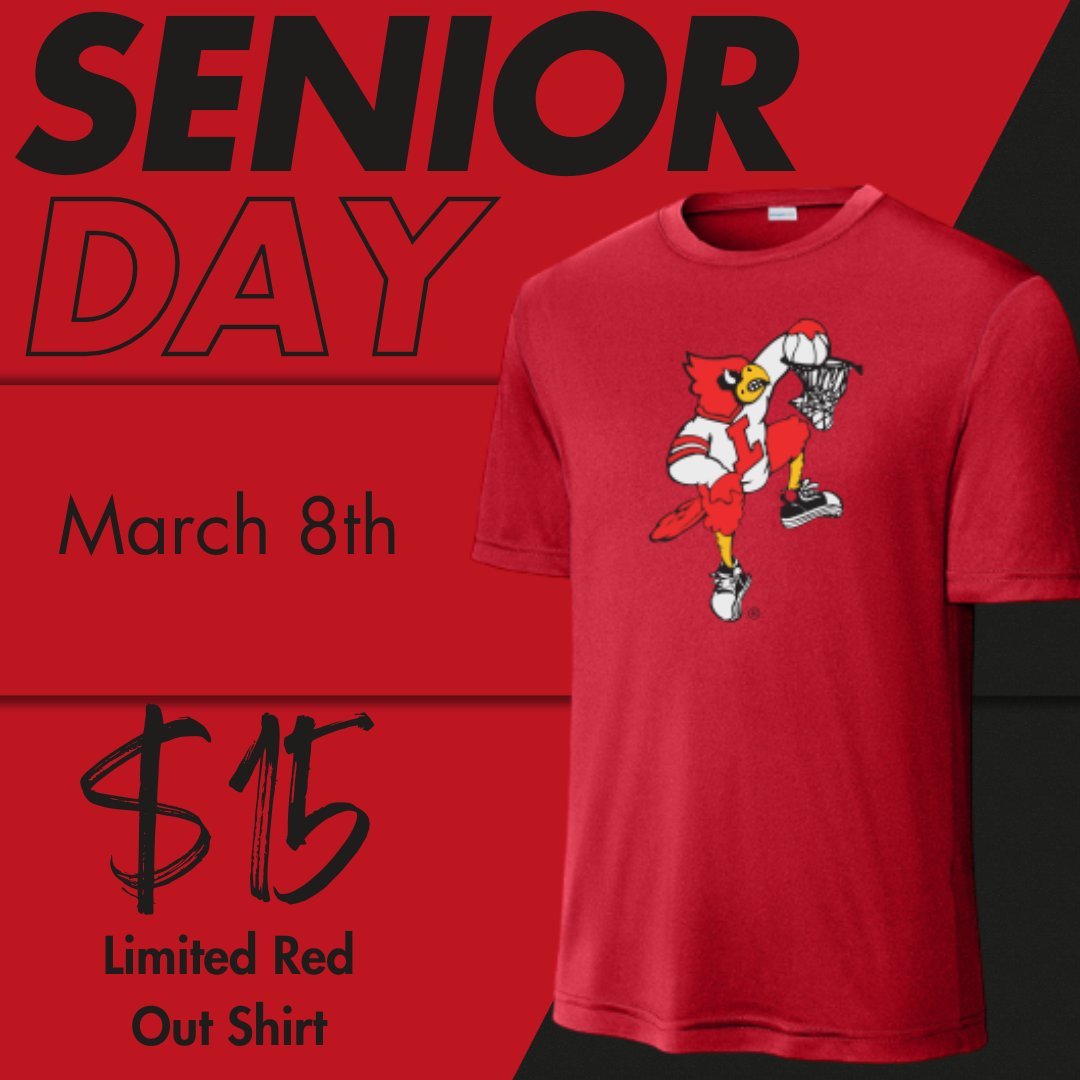 ˜”*°•.˜”*°• Wear Red for Seniors! •°*”˜.•°*”˜
With Saturday being our very last home game of the season it is our annual Red Out for Seniors event. Stop in at Cardinal Authentic after doors to get a red out shirt for $15! Shirts are limited.