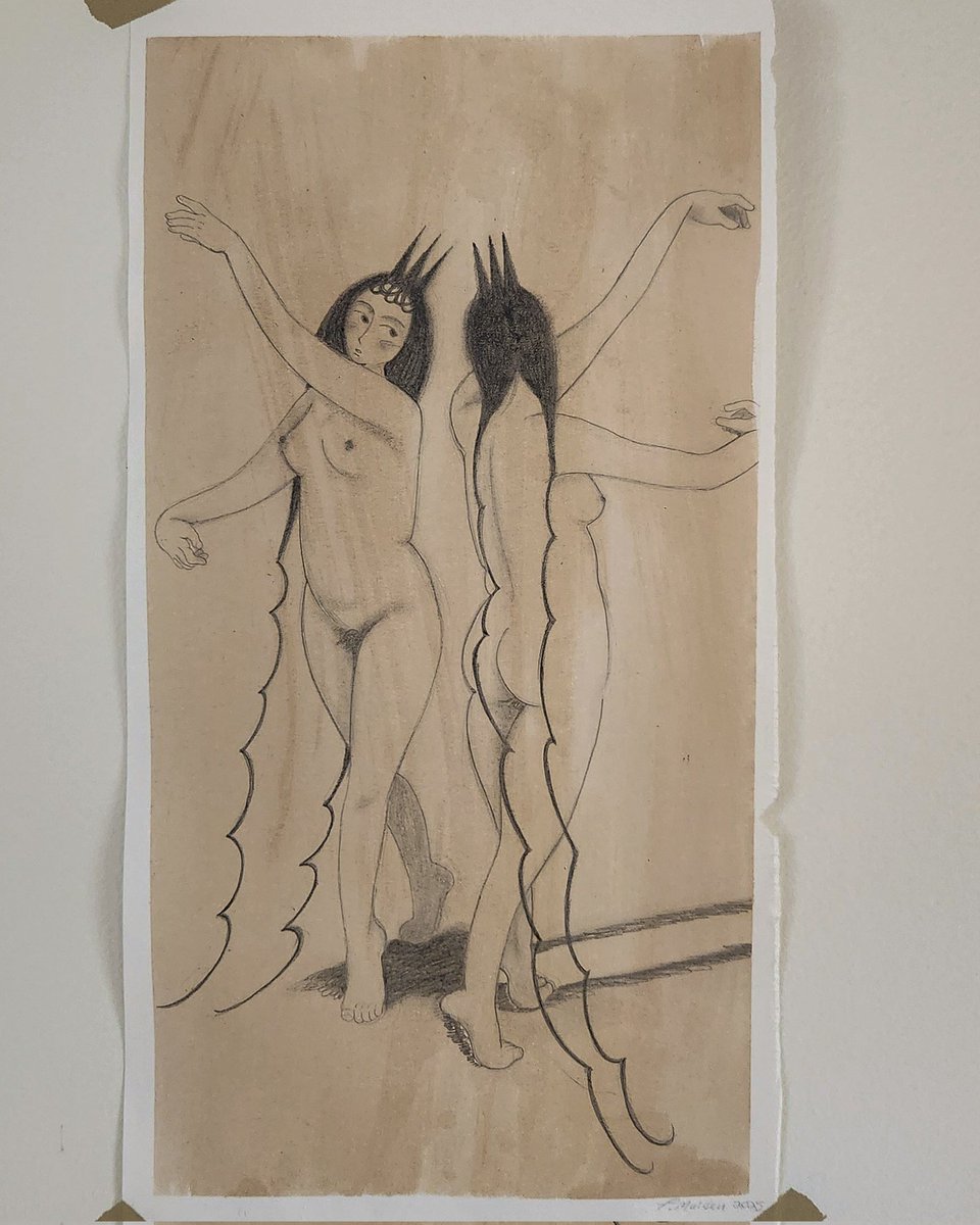 vvolvesmouth's tweet image. "and we are both Kings" 

💐 walnut ink, graphite on stonehenge paper