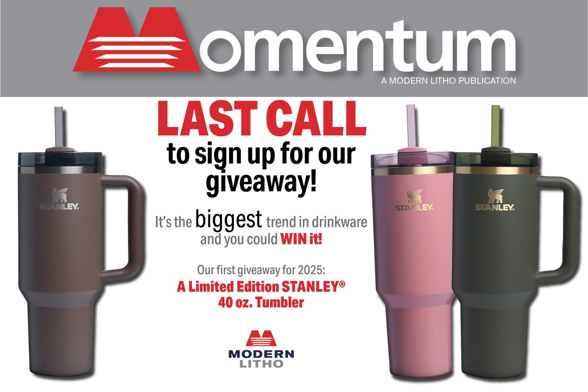 Time is almost up on our 1st giveaway of 2025. 

Don't miss your chance to win a fantastic 40 oz. Stanley H2.0 tumbler.

ow.ly/vIHp50URvfa