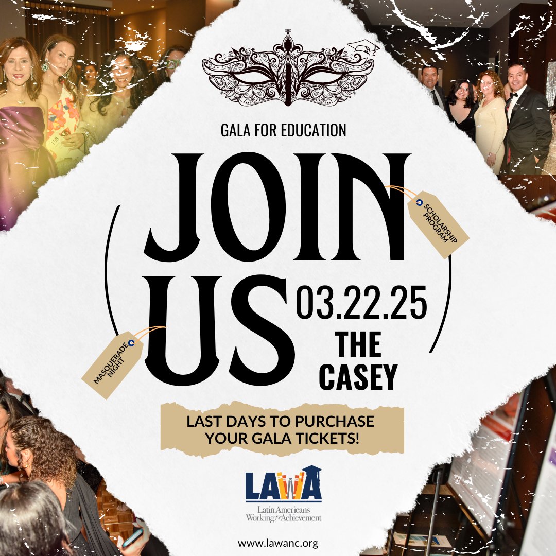 🎭⏳ Last Call! ⏳🎭
Don't miss your chance to attend LAWA’s Masquerade Night Gala for Education—a night of elegance, celebration, and impact! ✨ Secure your spot before 3/12 and help us fund scholarships for Latino students. Purchase  your tickets today!  ow.ly/94Pg50VbTll