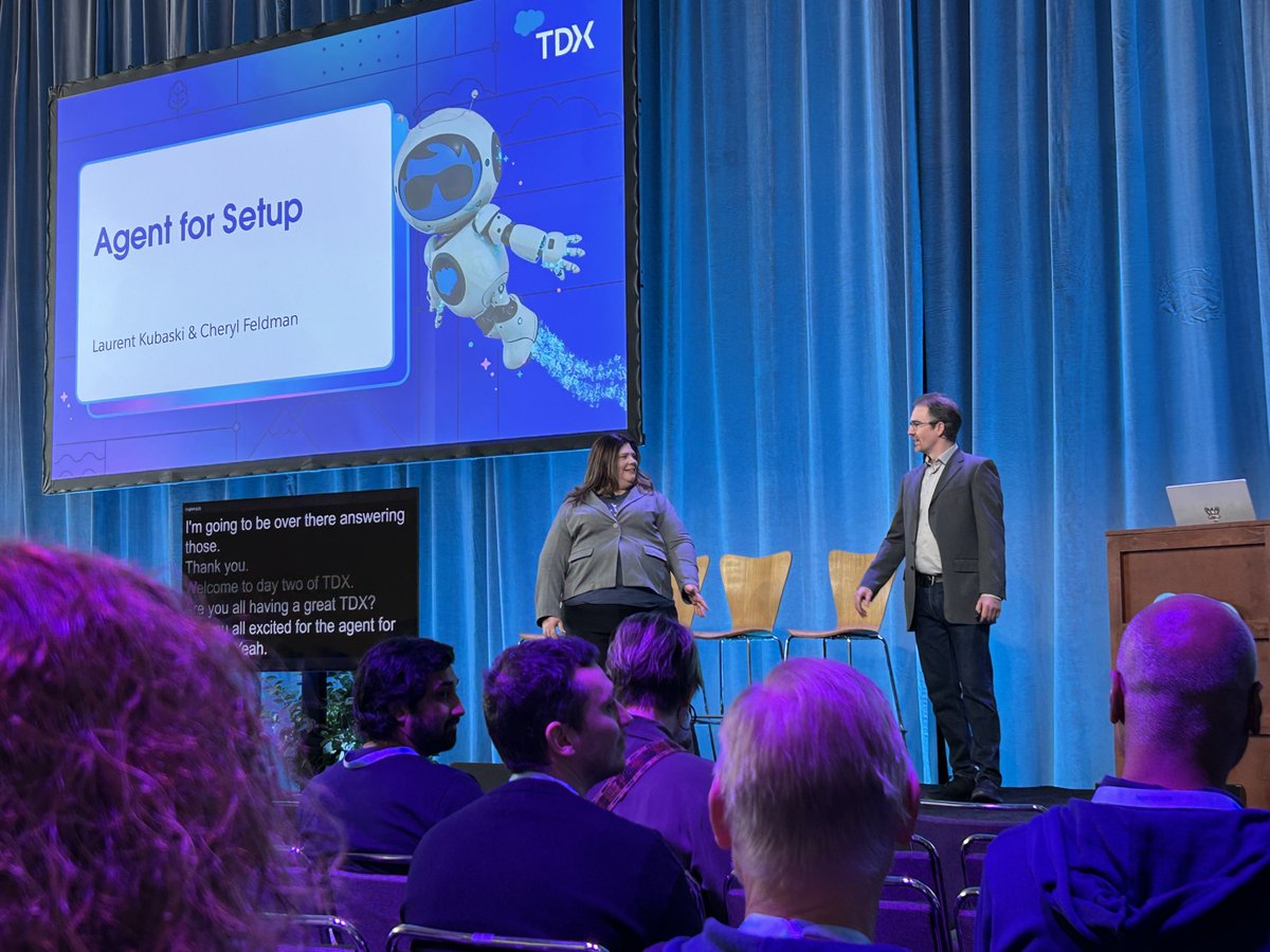🌟#AwesomeAdmins are kicking off their day at #TDX25 with <a href="/CherFeldman/">Cheryl D. Feldman (she/her) ☁️☁️</a> &amp; Laurent, exploring Agent for Setup—a conversational agent designed to boost productivity in Setup. 👏