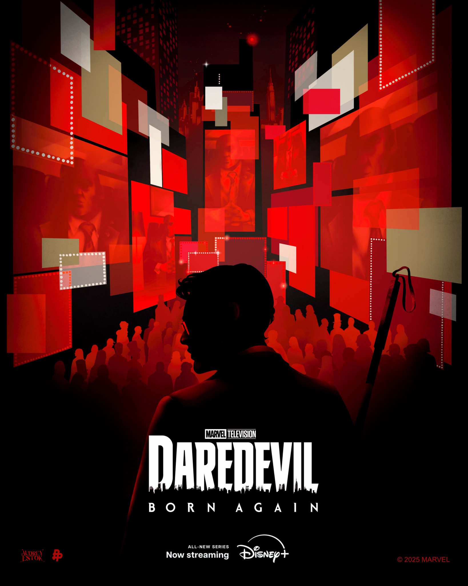 Creatieve Daredevil Born Again poster op Disney Plus België 