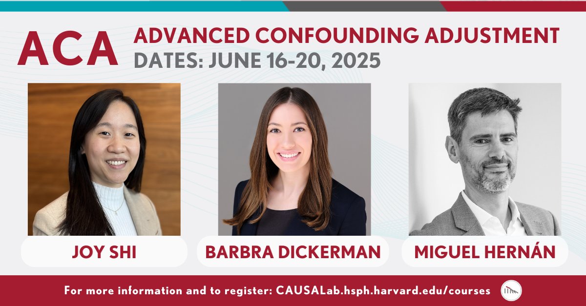 CAUSALab (@causalab) on Twitter photo Interested in using g-methods with time-varying confounders?💡
Advanced Confounding Adjustment (ACA), <a href="/joy_shi1/">Joy Shi</a>
<a href="/barbradickerman/">Barbra Dickerman</a> <a href="/_MiguelHernan/">Miguel Hernán</a> teach inverse probability weighting, parametric g-formula, & more.
Register now to attend June 16-20, 2025: causalab.hsph.harvard.edu/courses/ Interested in using g-methods with time-varying confounders?💡
Advanced Confounding Adjustment (ACA), <a href="/joy_shi1/">Joy Shi</a>
<a href="/barbradickerman/">Barbra Dickerman</a> <a href="/_MiguelHernan/">Miguel Hernán</a> teach inverse probability weighting, parametric g-formula, & more.
Register now to attend June 16-20, 2025: causalab.hsph.harvard.edu/courses/