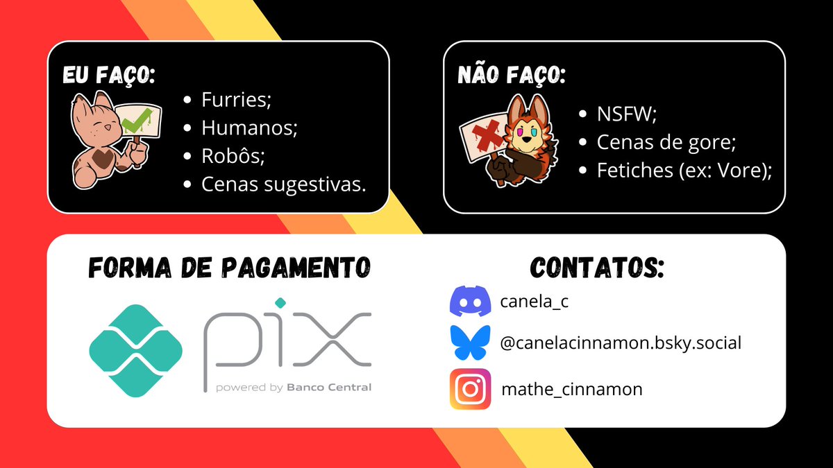 CinnamonMatheus's tweet image. Boa tarde a todos, vim anunciar que VOLTAMOS COM AS COMISSÕES e com uma tabela nova >:D
(N consegui mudar no perfil para Comissões abertas por algum motivo)