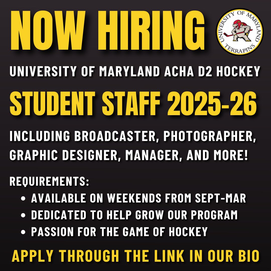 Calling all University of Maryland students: we are currently hiring students to fill various roles during the upcoming 2025-26 season! Click the link in our bio to apply today.

**Accepting applications until April 1**