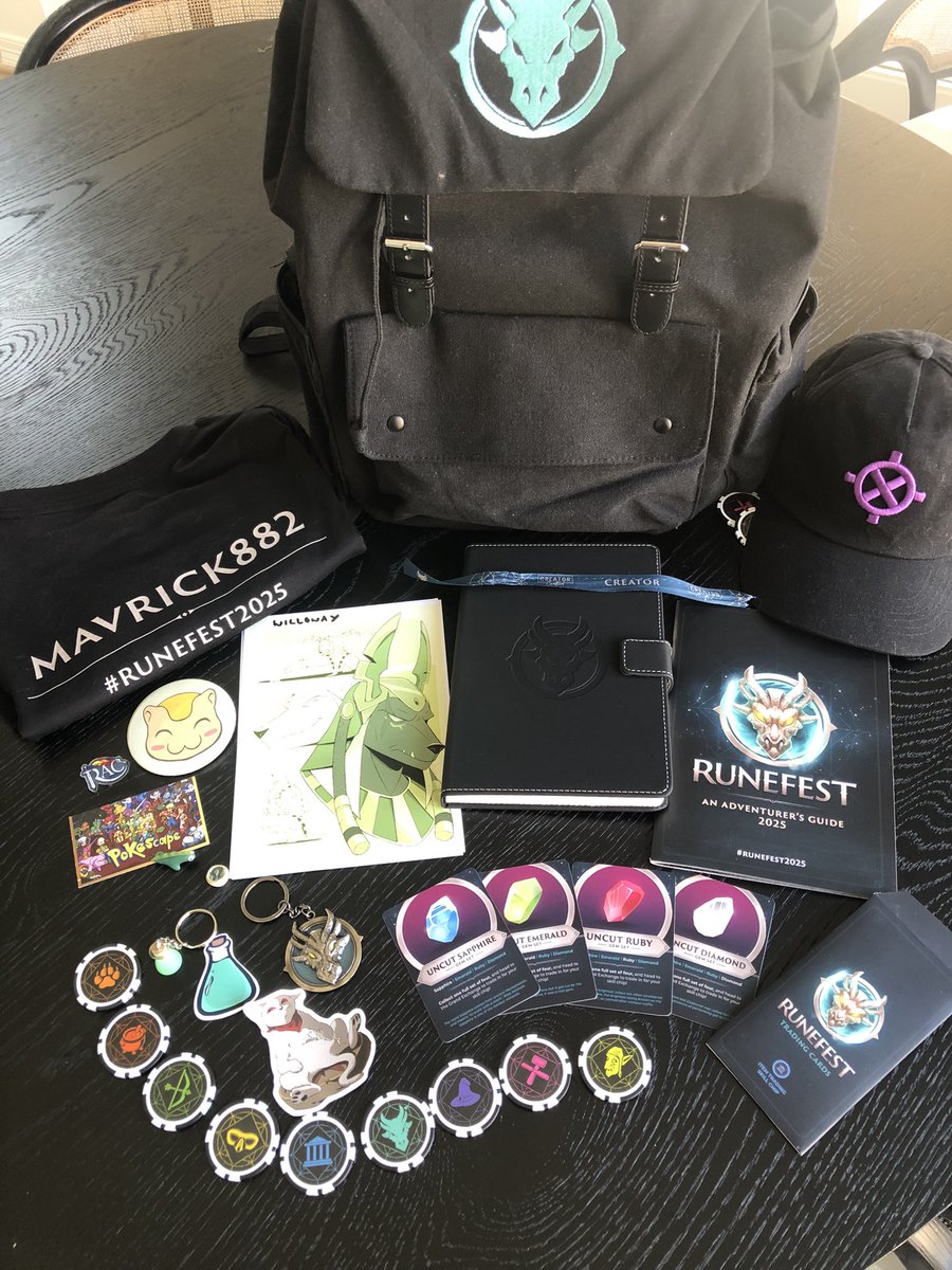 Mavrick882's tweet photo. Loot from RuneFest2025! First time attending and what a blast. Was incredible to see friends as well as make new ones. Went by too fast, I’ll be prepared for next year. Might have something of my own to hand out as well https://t.co/MRRRnp04An
