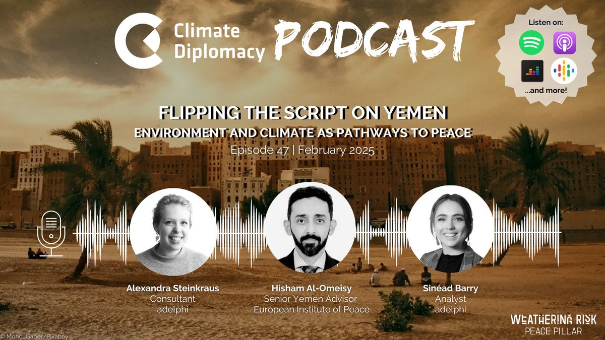 Discussed the complex relationship between conflict, climate, and the environment in #Yemen and what recent cuts in foreign aid mean for projects and programming w/ <a href="/SinadBarry1/">Sinéad Barry</a> and <a href="/a_steinkraus/">Alexandra Steinkraus</a> in the latest episode of the <a href="/ClimateDiplo/">Climate Diplomacy and Security</a> podcast.
🎙️ adelph.it/podcast47