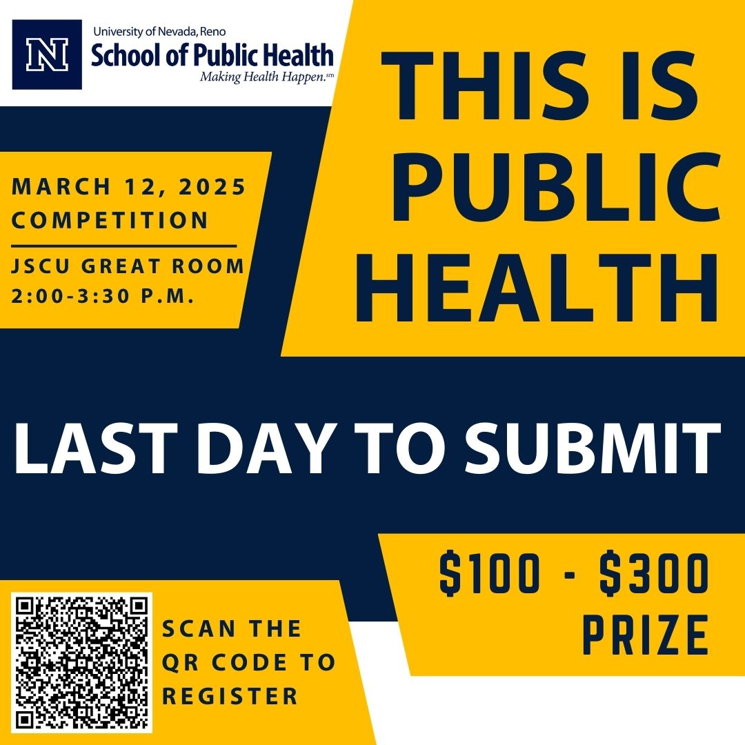 Attention SPH students! 
Want to showcase public health and its impact? 
Register now for a chance to win a $100 to $300 prize.
Event will be March 12, 2025. Set up will be from 2:00 to 2:30 p.m. and judging from 2:30 to 3:30 p.m. at the JSCU Great Room