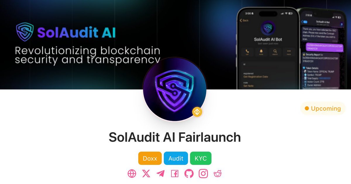 pinkecosystem's tweet image. ⛳️#Pinksale is excited to onboard SolAudit AI as they launch their #Fairlaunch. We are here to ensure their journey is efficient and rewarding.💎

☘️ Pinksale is dedicated to empowering clients by offering a comprehensive platform that combines expertise, visibility, and…
