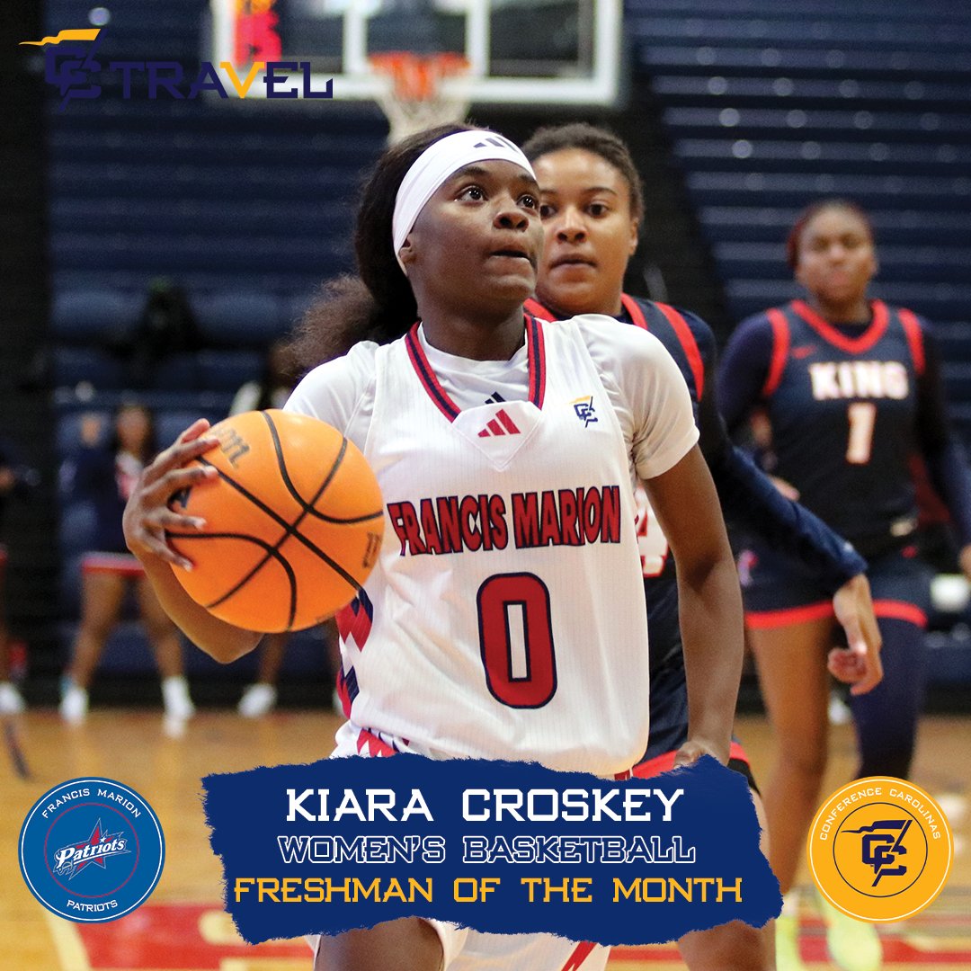 The Conference Carolinas Women's 🏀 Freshman of the Month presented by ConferenceCarolinasTravel.com is Kiara Croskey of <a href="/FMUSports/">FMU Sports</a>!

Croskey averaged 12. points, 7.0 rebounds and 3.1 assists for the month!

Learn more at ConferenceCarolinas.com/AthleteAwards

#LeadingTheWay