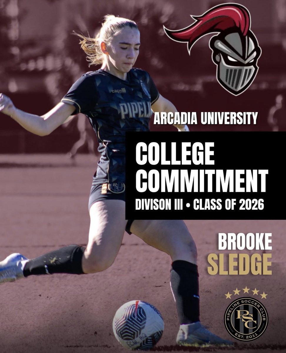 Brooke Sledge (@brookesledge3) on Twitter photo just wanted to share this commitment post provided by <a href="/pipeline_soccer/">Pipeline Soccer Club</a>!! so excited for my last year of high school soccer then the start to my college career at Arcadia University! <a href="/Arcadia_Knights/">Arcadia Knights</a> <a href="/ImYouthSoccer/">ECNL/GA/Recruiting/College Soccer</a> <a href="/CollegeSoccerID/">College Soccer ID</a> <a href="/ImCollegeSoccer/">College Soccer Truth ™</a> just wanted to share this commitment post provided by <a href="/pipeline_soccer/">Pipeline Soccer Club</a>!! so excited for my last year of high school soccer then the start to my college career at Arcadia University! <a href="/Arcadia_Knights/">Arcadia Knights</a> <a href="/ImYouthSoccer/">ECNL/GA/Recruiting/College Soccer</a> <a href="/CollegeSoccerID/">College Soccer ID</a> <a href="/ImCollegeSoccer/">College Soccer Truth ™</a>