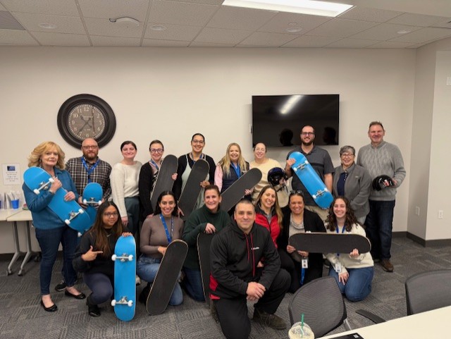 Big thanks to staff from Safelite Auto Glass for their thoughtful visit to our Foster Care office today! They brought skateboards, helmets, and a generous cash donation to brighten the lives of our children. Your kindness is truly appreciated!