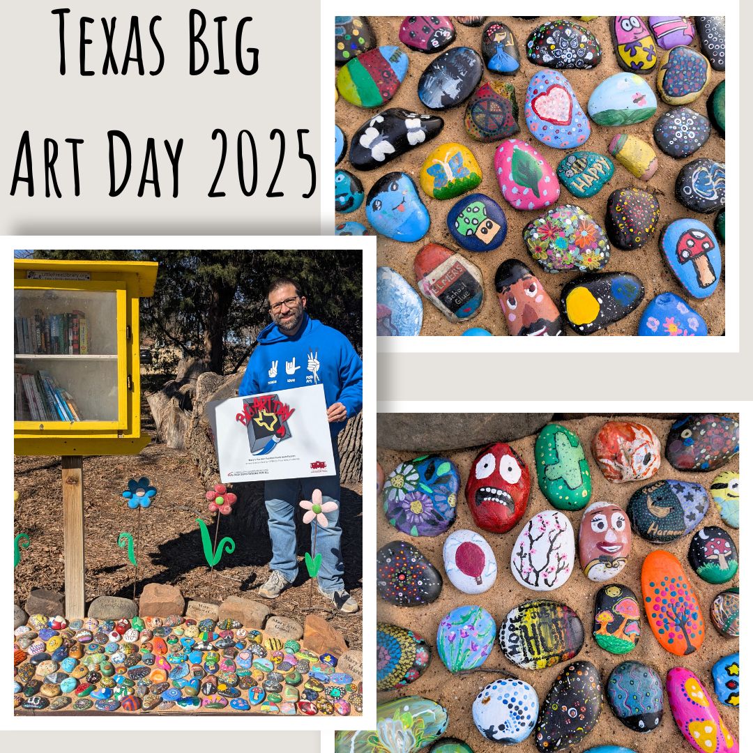 Big Art Day installation at the Farmers Branch Historical Park. Several schools teamed up for this community project. One of many CFBISD events happening to raise awareness of art education and to showcase the creativity of our amazing <a href="/CFBISD/">Carrollton-Farmers Branch ISD</a> artist. #bigartday25 <a href="/TXarted/">TAEA</a>