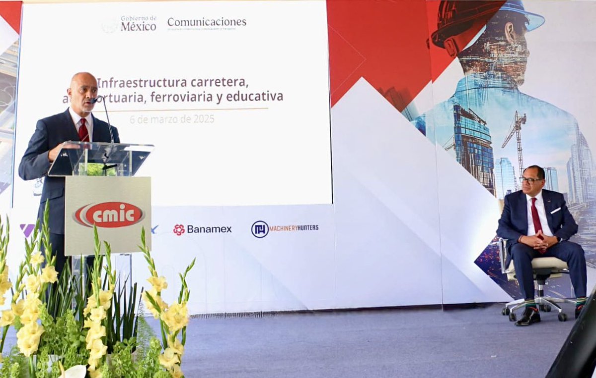 El titular de la #SICT, Mtro. Jesús Antonio Esteva Medina, compartió el Plan Nacional de Infraestructura Carretera con integrantes de la Asamblea General en Sesión Ordinaria de la Cámara Mexicana de la Industria de la Construcción <a href="/cmicnacional/">cmic nacional</a>.