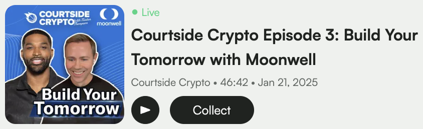 🌜🏀🌛 Moonwell contributor <a href="/LukeYoungblood/">LukeYoungblood.eth 🛡️</a> sat down with NBA star @RealTristan13 and <a href="/seawillpdx/">Sea Will</a> to discuss how Moonwell makes it easy for everyone, everywhere to join the onchain economy.

Check out the episode in <a href="/podsdotmedia/">Pods</a>'s Best of Base playlist: ⬇️
