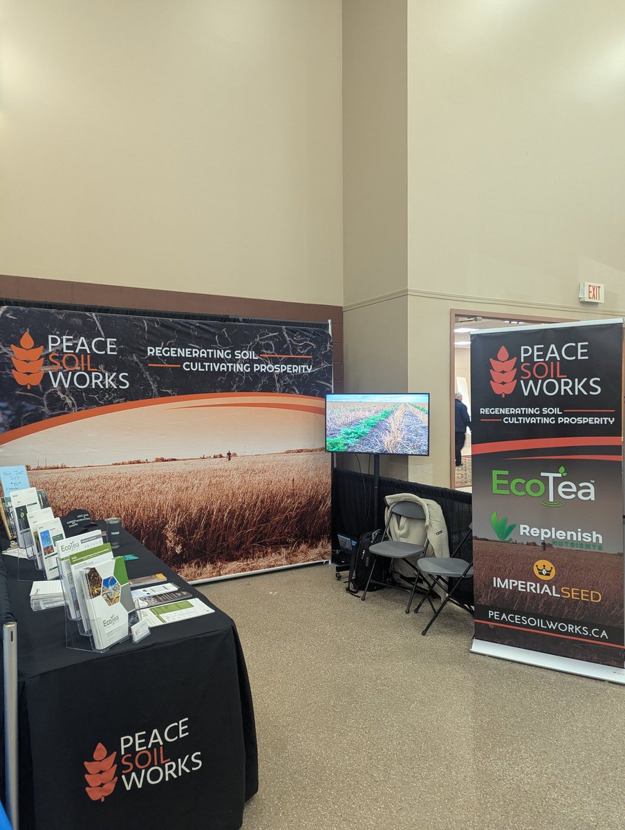 Day 1 of the Peace Country Classic show in Grande Prairie. Excited to showcase the latest soil health results from <a href="/EcoTea_Ag/">EcoTea™</a> &amp; <a href="/Rep_Nutrients/">Replenish Nutrients</a>. I managed to convince <a href="/KevinElmy/">Kevin R. Elmy, CPAg</a> to come and chat with producers about <a href="/ImperialSeed/">Imperial Seed</a> and the soil health benefits of Cover Crops! 🪱🦠🌾
