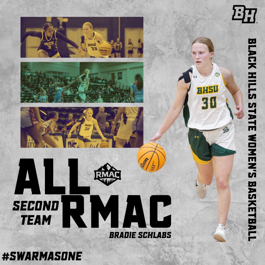 𝙰𝙻𝙻-𝚁𝙼𝙰𝙲

Congratulations to Bradie Schlabs on receiving Second Team All-RMAC honors! As a freshman, Bradie has made her name known throughout the RMAC. In her first year, averaging 12.3 ppg, 5.6 rpg, 4.3 assists and 1.4 steals. 
#SwarmAsOne