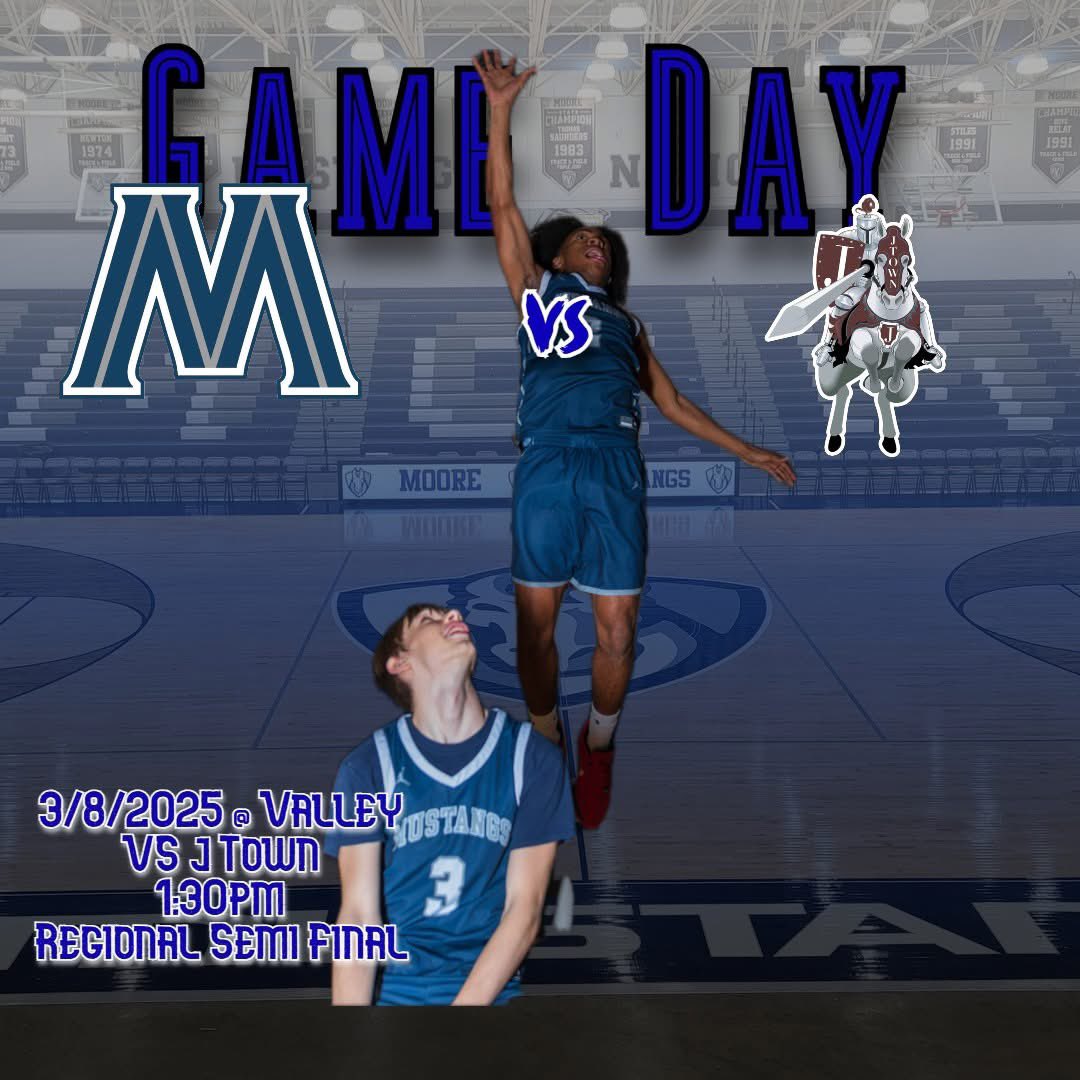 Your Mustangs are back in action Saturday in the regional semi-finals against the J Town Chargers. 

📍- Valley High School
⌚- 1:30pm
📆- 3/8/25
🆚- J Town
