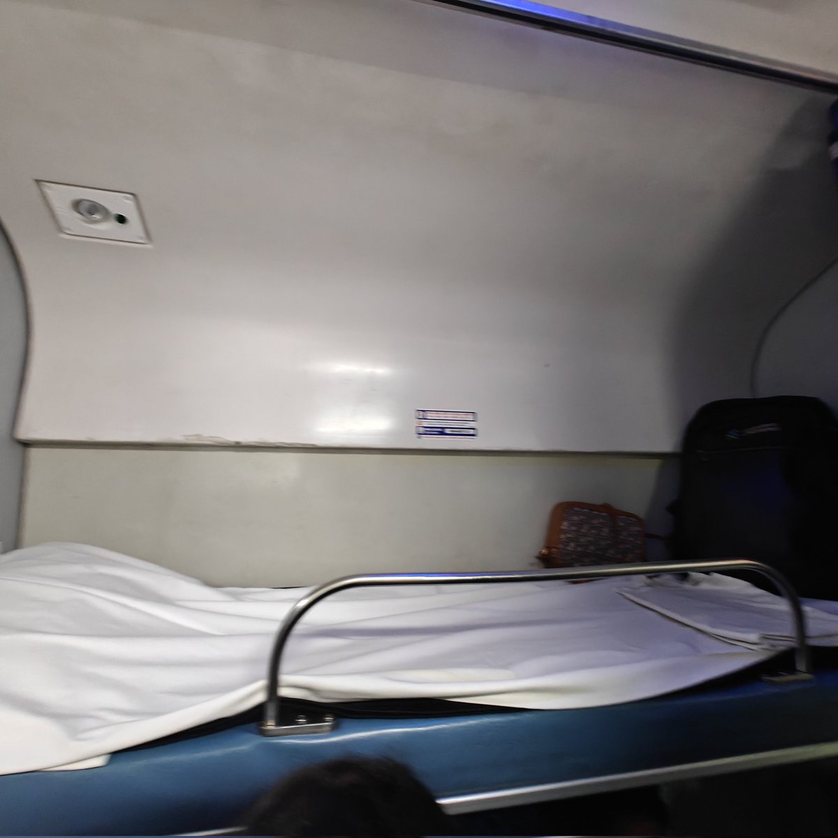 SrinathSS's tweet photo. Also count the no of cabins based on the lights . 2nd ac used to have 48 seats ie 8 cabins . This is having 9 cabins similar to 3rd ac.  So obviously it's impossible to provide wider berths given cabin size is same. For side berths, this makes it literally the same as 3ac (3/n) https://t.co/SOgalrd24J