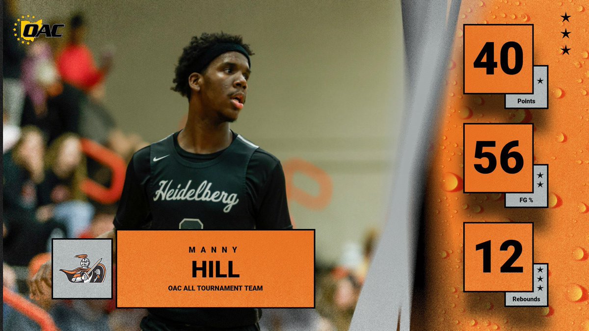 Manny Hill was named to the OAC All Tournament Team for his outstanding performances last week in our two OAC Tournament games. Manny tallied 40 points on 56% shooting and grabbed 12 rebounds in the two games. Congrats Manny!

#BergGang⚔️🏀